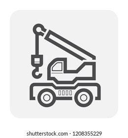 Crane icon design for lifting work, black and outline.