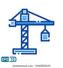 crane icon in filled line style isolated on white background. EPS 10