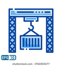 crane icon in filled line style isolated on white background. EPS 10