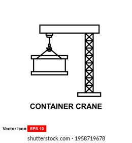 Crane icon flat. Black pictogram on white background. Vector illustration.