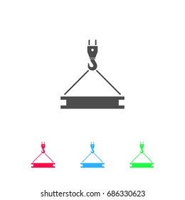 Crane icon flat. Color pictogram on white background. Vector illustration symbol and bonus icons