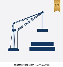 Crane Icon. Flat Isolated Sign Construction Symbol Industrial