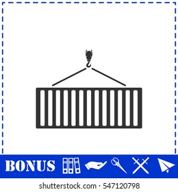 Crane icon flat. Simple vector symbol and bonus icon