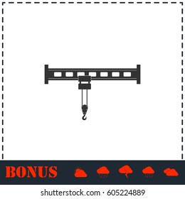 Crane icon flat. Simple vector symbol and bonus icon