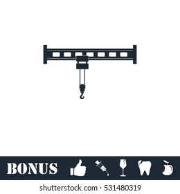 Crane icon flat. Vector illustration symbol and bonus pictogram