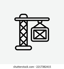  icono de grúa, aislado icono de esquema logístico en fondo gris claro, perfecto para sitio web, blog, logo, diseño gráfico, medios sociales, interfaz de usuario, aplicación móvil
