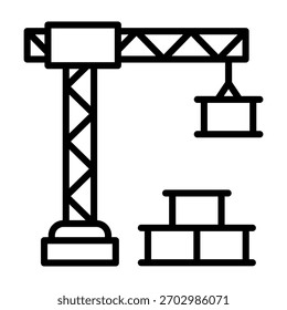 Ilustração de vetor de design de linha de ícone de guindaste
