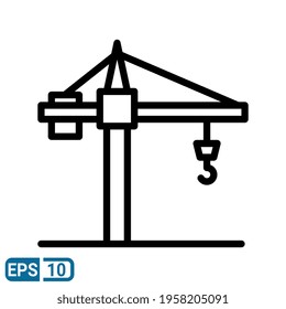 crane icon in line style isolated on white background. EPS 10