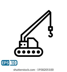 crane icon in line style isolated on white background. EPS 10