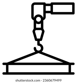 crane icon in line style isolated on white background. Construction tools, vector illustration for graphic design projects