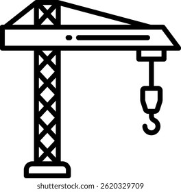 Ilustración vectorial de línea de icono de grúa