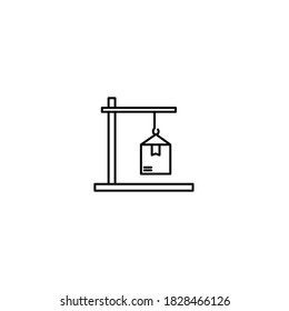 Icono de grúa. Icono de logística y entrega. Simple, plano, contorno, negro.