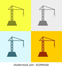 Crane Icon on Four Different Backgrounds. Eps-10.