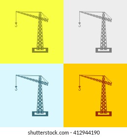 Crane Icon on Four Different Backgrounds. Eps-10.