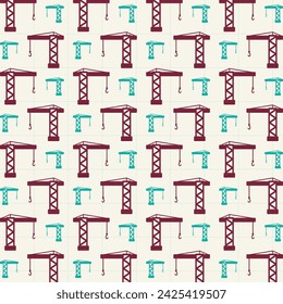 Crane icon on graph trendy repeating pattern vector illustration background