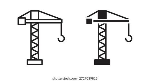 Icono de la grúa en el fondo blanco. Icono de Vector de acciones