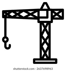 Crane Icon in Outline Style. Line Art