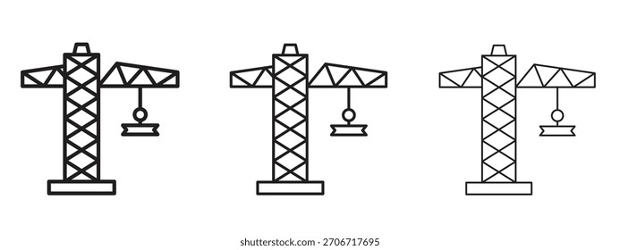 Ícone de guindaste com estilo de contorno, projetos de ilustração vetorial