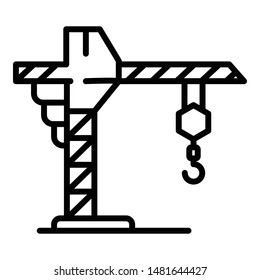 Icono de grúa. Icono de vector de grúa de contorno para diseño web aislado en fondo blanco