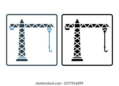 Crane Icon. Icon related to Construction. suitable for web site, app, user interfaces, printable etc. Solid icon style. Simple vector design editable
