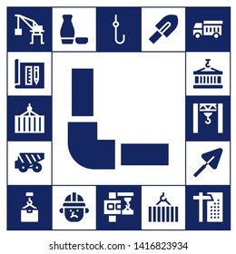 crane icon set. 17 filled crane icons.  Collection Of - Crane, Architecture, Container, Pipeline, Dump truck, Trowel, Sake, Architect, Hook, Garbage truck