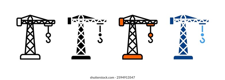 Crane Icon Set Multiple Style Collection