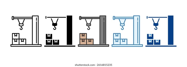 Crane Icon Set Multiple Style Collection