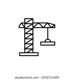 Crane icon set. outlined and solid filled versions.