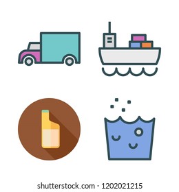 crane icon set. vector set about hand wash, oils, cargo truck and cargo ship icons set.