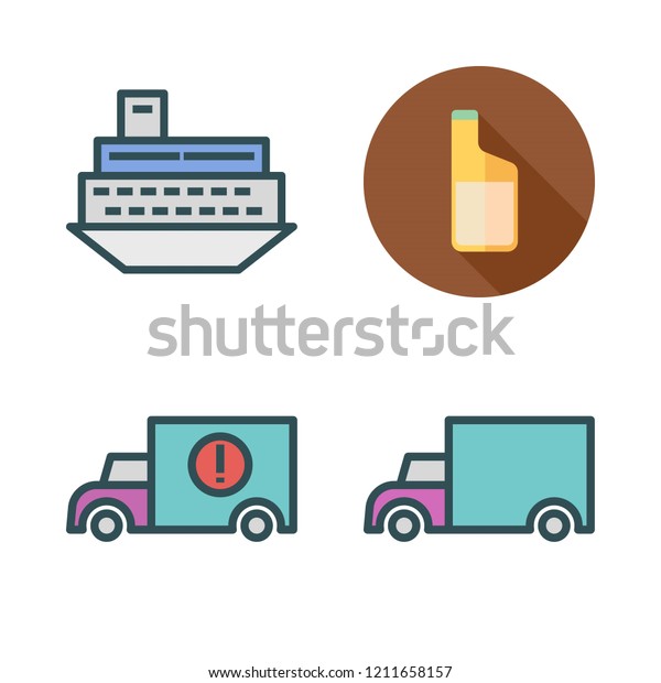 crane icon set. vector set about oils, cargo truck\
and ship icons set.