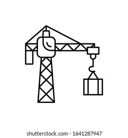 Crane icon. Simple line, outline vector elements of construction tool icons for ui and ux, website or mobile application