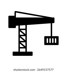 Crane icon symbolizes construction and heavy lifting, ideal for building websites, industrial blogs, on a white background