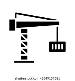 Crane icon symbolizes construction and heavy lifting, ideal for building websites, industrial blogs, on a white background