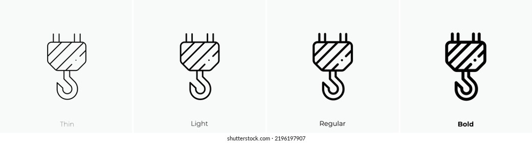 crane icon. Thin, Light Regular And Bold style design isolated on white background