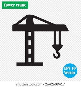 Crane icon. Tower Crane vector illustration. PNG type. Eps 10