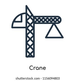Crane icon vector isolated on white background. thin symbols or lined elements in outline style