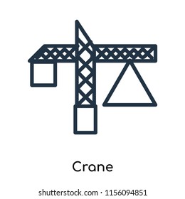 Crane icon vector isolated on white background. thin symbols or lined elements in outline style