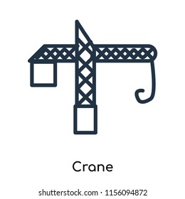 Crane icon vector isolated on white background. thin symbols or lined elements in outline style