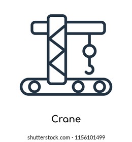 Crane icon vector isolated on white background, Crane transparent sign , thin symbols or lined elements in outline style