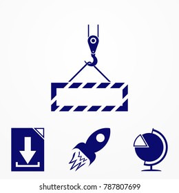 crane icon vector isolated on blue background