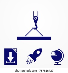 crane icon vector isolated on blue background