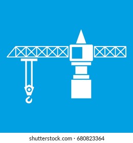 Crane icon white isolated on blue background vector illustration