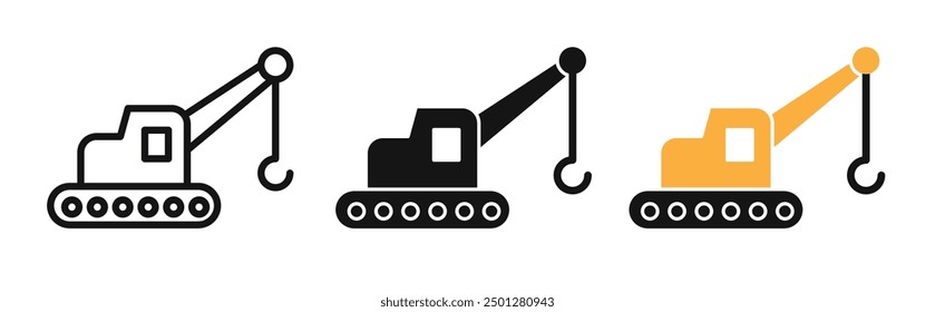 crane iconicon vector collection in outlined and solid style