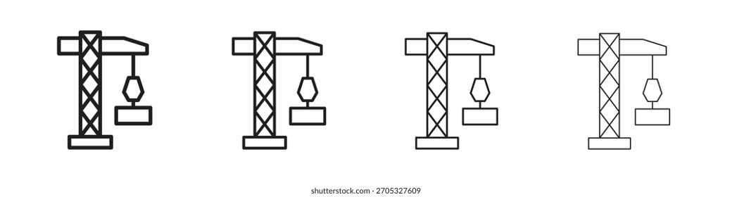 Crane icons in black simple line elements.
