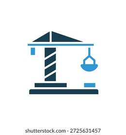 contorno de iconos de grúa y estilo plano, fondo transparente.