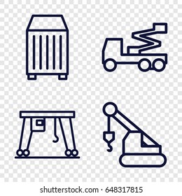 Crane icons set. set of 4 crane outline icons  