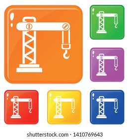 Crane icons set collection vector 6 color isolated on white background
