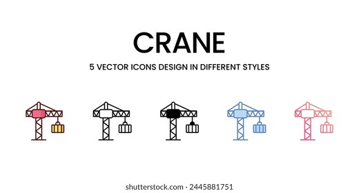 Crane icons set in different style vector stock illustration