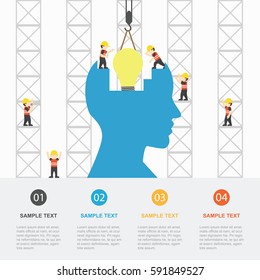 Crane and idea building. Infographic Template. Vector Illustration.