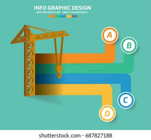 Crane info graphic design, vector